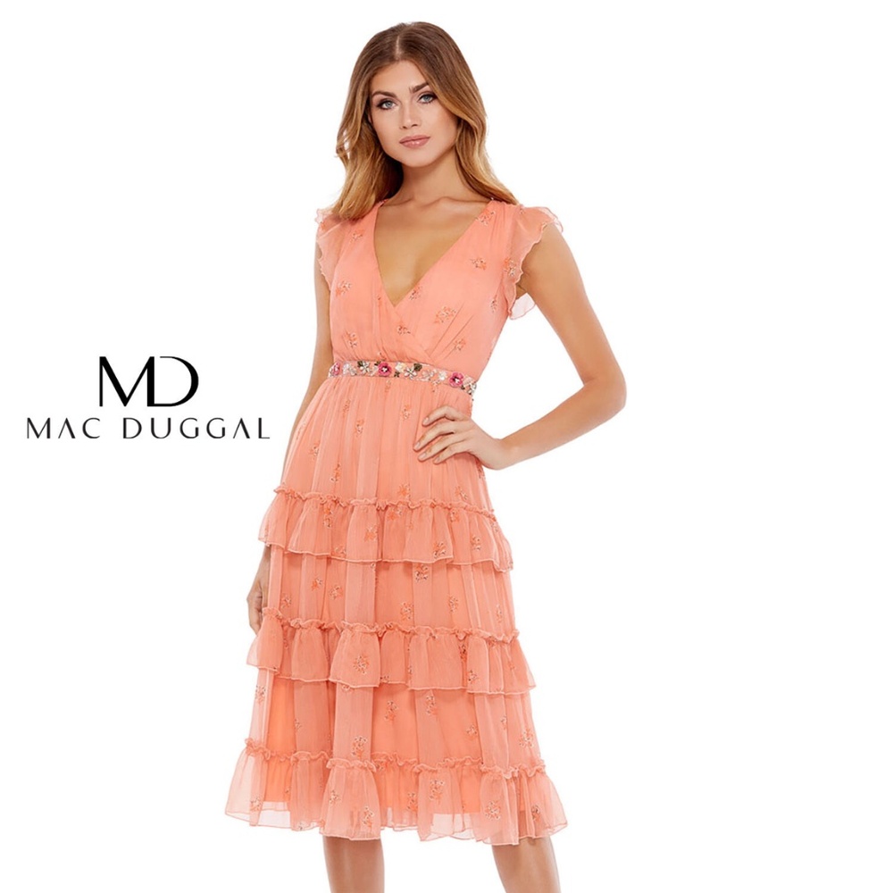 Mac Duggal Peasant Skirt Dress Apricot [6]